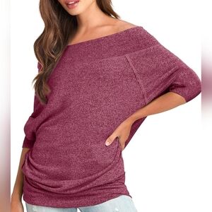 Three Sixty Six Women's Off Shoulder Soft Stretchy Breathable Sweater, XS/S